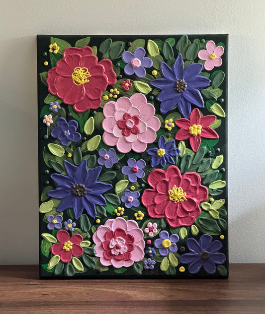 Blooming Harmony                                     11x14 inch textured floral canvas